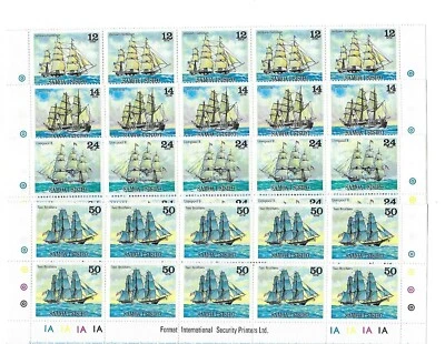 Samoa 1979 Sailing Ships Complete Set of 4  MUH strips of 10 with Imprints - Image 1 of 3