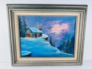 Iva Prince "Moon on Rocky Top" Original Oil Painting Framed 1983 12x16 - Picture 1 of 7