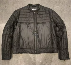 Just Cavalli Men's Quilted Designer Biker Jacket Size 56 Black - Picture 1 of 9