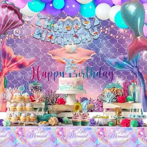 Mermaid Birthday Decorations Mermaid Party Decorations for Girls Birthday Par... - Picture 1 of 7