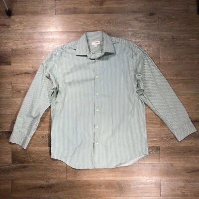 Camisa de vestir Banana Republic para hombre grande verde blanca manga larga talla 16-16 1/2 Foto 1 de 4