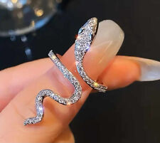 Snake Shape Women Rhinestone Ring Dress Up Elegant