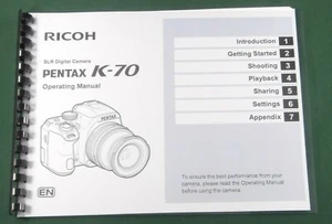 Pentax K-70 Operating Manual: 156 Pages & Protective Covers! - Picture 1 of 1