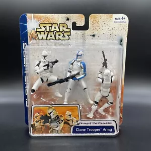 2003 Star Wars CLONE TROOPER ARMY-Army Of The Republic 3 Pack BLUE WHITE NEW - Picture 1 of 19