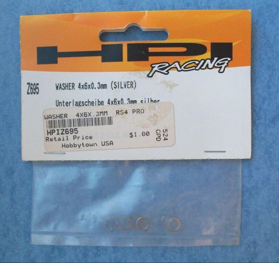 GENUINE HPI 695 WASHER 4 X 6 X 0.3mm SILVER RS4 PRO Z695 NIP - Image 1 of 1