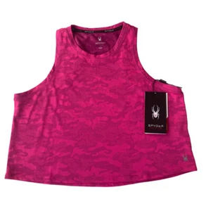 Camiseta sin mangas Spyder Atlética Recortada Rosa Caliente Estampado Camuflado Sin Mangas Nueva con Etiquetas Damas XL - Imagen 1 de 3