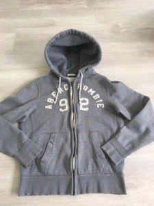 ABERCROMBIE & FITCH Applique Logo Grey Zip Front Hoodie Size L - Picture 1 of 5