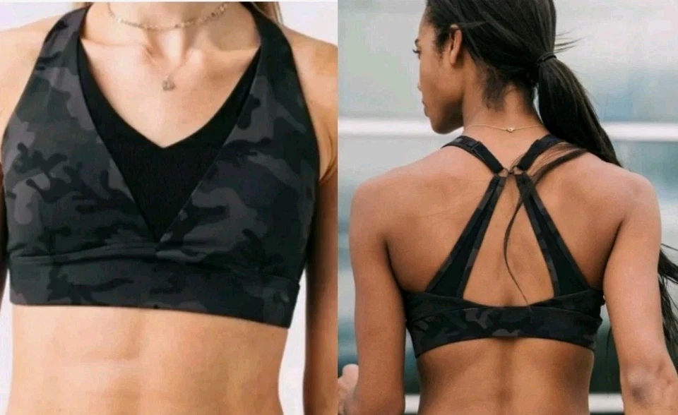 ¡Sujetador Zyia Active Sports Bosque estampado camuflaje malla ajustable espalda deportiva! S Foto 1 de 4