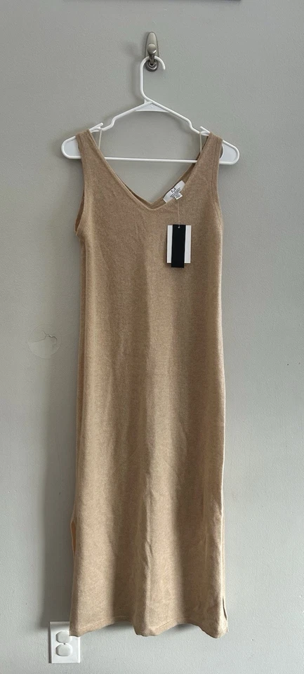 MAGASCHONI Minimalist Cashmere V-Neck Slits Maxi Dress M