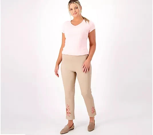 #1853 Isaac Mizrahi Live! Petite Stretch Twill Straight-Leg Size 6P - Image 1 of 1