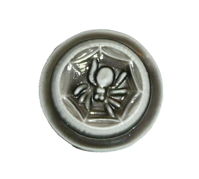 Wonderful Spider & Web Art Stone Shank Button 13/16" Midnight Black Color Spider - Image 1 of 4