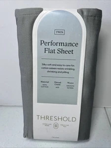 Threshold 400 Thread Count Performance Flat Sheet Classic Gray -Twin - Picture 1 of 3