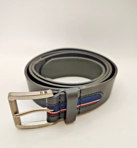 Tommy Hilfiger 42"-44" Leder Handarbeit in Guatemala schwarz silberne Schnalle - Bild 1 von 13