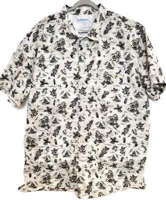 Columbia PFG Shirt Mens 3XT Short Sleeve Black Tropical Hawaiian Vented Fishing - Image 1 of 4