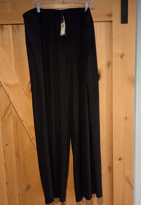 NOVO! Calça de jersey ULLA Popken EUA 24/26 preta com nervuras perna larga UE 54/56 - Imagem 1 de 4