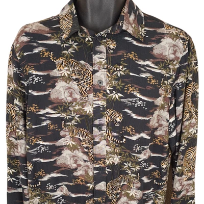 Tiger Shirt Mens Size Small Black All Over Print Animal Nature Asian - Image 1 of 4
