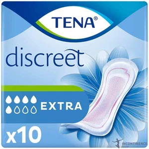 1x TENA Discreet Extra Thin Incontinence Pads for Women - 590ml - Pack of 10 - Picture 1 of 6