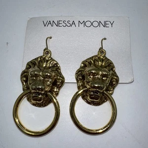 Vanessa Mooney 18kt Plated Gold Lion Head Door Knocker Earrings ***READ*** - Picture 1 of 3