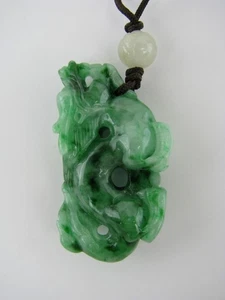 Genuine Natural Green white Jade Pendant Dragon Motif #1034 - Picture 1 of 6
