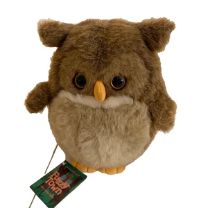 Fuzzy Town Owl Plush Stuffed Animal Brown 8" NWT Hoots Vintage Alfa's - Picture 1 of 10
