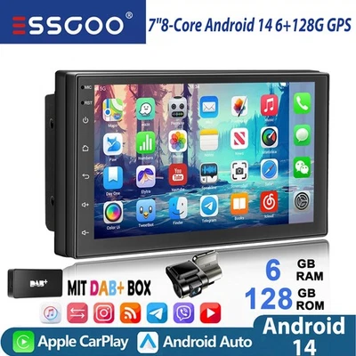 2DIN Android 14 6+128GB Carplay Autoradio GPS NAVI WiFi DAB DVR Bluetooth 4G LTE - Bild 1 von 4