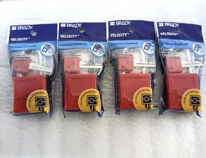 Brady Velocity Lockout Padlock 4 PACK Vinyl All Keyed Different New Sealed - Picture 1 of 1