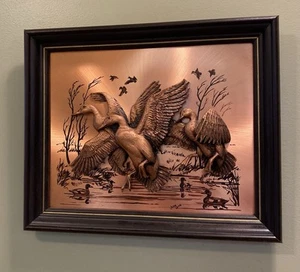Gebrauchter 1970er Vintage 3D Kupfer Ente Druck Kunst gerahmt/signiert von John Louw - Bild 1 von 3