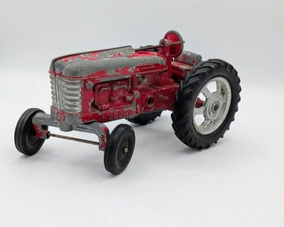 Tractor de juguete delantero ancho rojo Hubley vintage - 9" Foto 1 de 4