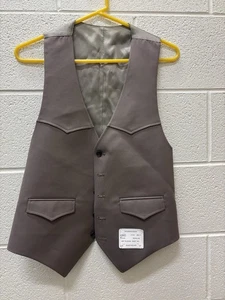 VTG New Old Stock 80s Lined Vest Mens 42 Brown 70s Boho Western Cowboy Rodeo USA - Picture 1 of 7