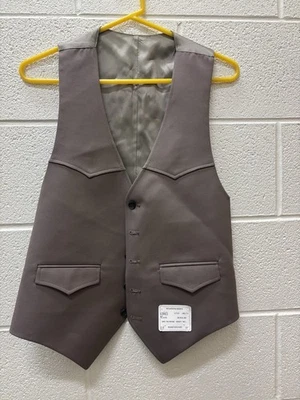 VTG New Old Stock 80s Lined Vest Mens 42 Brown 70s Boho Western Cowboy Rodeo USA - Image 1 of 4