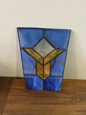 Синий и желтый геометрический витраж ловец солнца - Изображение 1 из 4