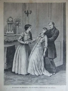 ET TOURNANT SUR ELLE MEME ELLE FUT TOMBEE -GRAVURE 1881 - Imagen 1 de 1