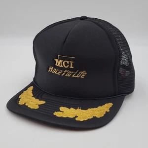 Vintage MCI Race For Life Embroidered Black Mesh Scrambled Eggs Snapback Hat Cap - Picture 1 of 10