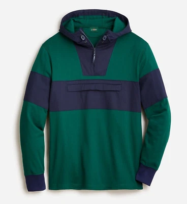 Sudadera con Capucha J.Crew Rugby Anorak Verde Azul Marino Bloque de Color S Pequeña - $138 Nueva con Etiquetas Foto 1 de 2