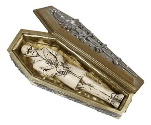 Vampire Dracula Nosferatu Figurine With Bat Moon Sword Coffin Casket Box Set - Picture 1 of 9