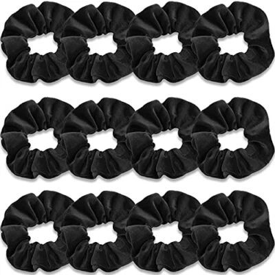  Scrunchies for Women, 12 Pcs Velvet Scrunchies for Hair, Soft Ponytail Black - Image 1 of 4