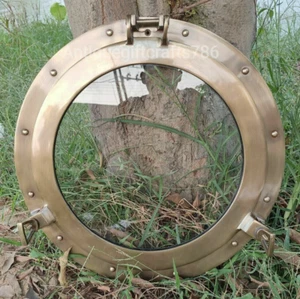 24 in Canal Boat Porthole Window Glass-Antique Finish Ship Window Wall Porthole - Picture 1 of 10