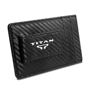 Nissan Titan Logo Slim Schwarz Kohlefaser RFID Blocking Kartenetui Geldbörse - Bild 1 von 5