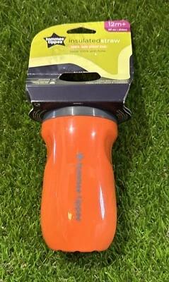 Taza aislante Tommee Tippee con pajita y tapa 9 fl oz naranja Foto 1 de 4