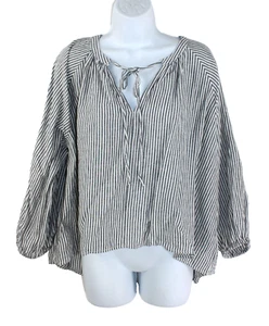 A New Day Pheasant Blouse Size M Grey Stripes 3/4 Sleeves NWOTS - Picture 1 of 4