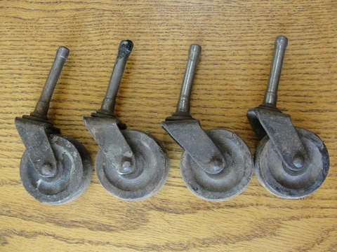 4 Vintage Large Furniture Wheels Salvage Wood & Metal Swivel Caster Repair #24 Cover