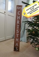 Large Oak Wooden Merry Christmas Sign Tall  Xmas Gift