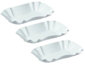 250 Stück KU0B Pappschalen 10x17x3 cm weiß Pommes Currywurst Schalen Papp Teller - Bild 1 von 2