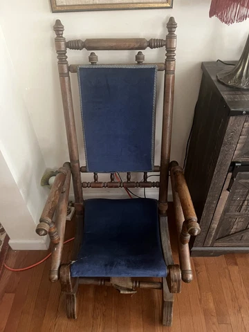 Antique Eastlake Victorian Turned Walnut Platform Rocking Chair c. Late 1800's Cover