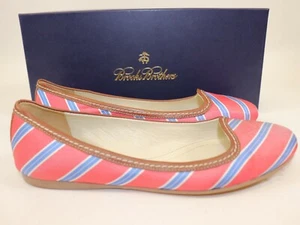 BROOKS BROTHERS Size 6.5 Women's Shoes Ballet Flat Stripe Silk Leather NEW $168 - Picture 1 of 7