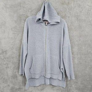 Sudadera con Capucha Victorias Secret L Azul Gris Cremallera Hombro Caído Dobladillo Dividido Bolsillos Suave - Imagen 1 de 13