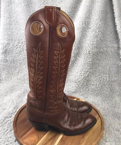 Tony Lama 14" Buckaroo Botas Mujer 5B Cuero Marrón De Colección Años 70 Vaquera Occidental - Imagen 1 de 15