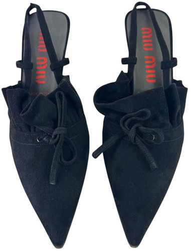 MIU MIU decolte donna slingback scamosciate nere Made in Italy 37 7 US