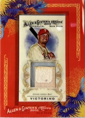 Tarjeta de bate usada del juego Shane Victorino 2010 Topps Allen Ginter MLB #1SV Phillies (B) Foto 1 de 4