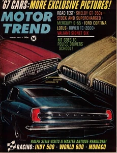 VTG Motor Trend Car Magazine August 1966 PEEK AT '67 CARS {FREE SHIPPING} - Picture 1 of 2